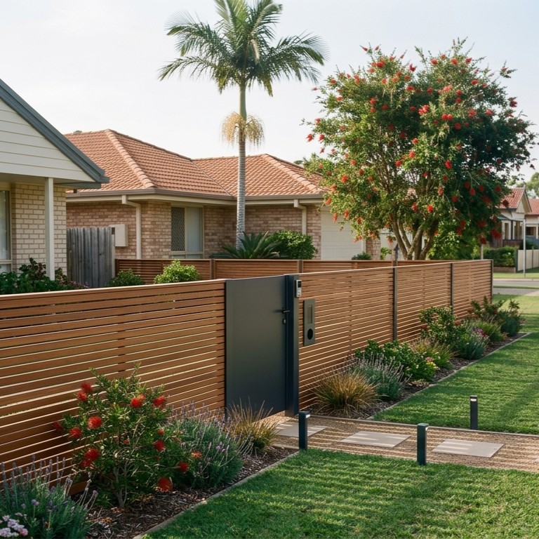 Horizontal Timber Slat Fencing